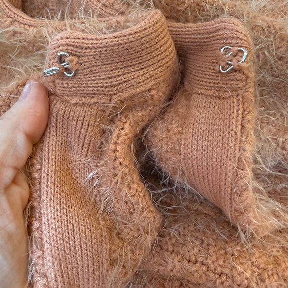 JOHN FASHION Fuzzy Eyelash Wool Blend Cardigan – Burnt Orange – Size M - Picture 4 of 5